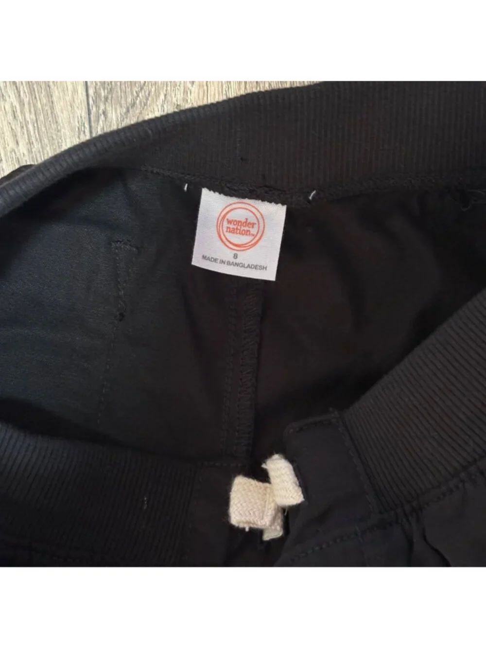 Wonder Nation Boys Black Woven Pants Drawstring Size 8 Durable Everyday Wear